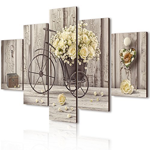 Lupia Vogue - Composición de 5 Cuadros de Madera para Pared, Rosas Amarillas, 66 x 115 cm Lupia Vogue - Composición de 5 Cuadros de Madera para Pared, Rosas Amarillas, 66 x 115 cm