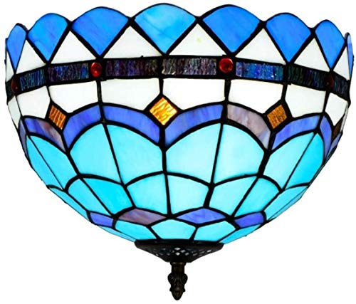 Luz Tiffany techo de cristal restaurante 30 CM del corredor lámpara de techo sala de pasillo de cristal azul techo del baño mediterráneo de Tiffany Luz de cristal
