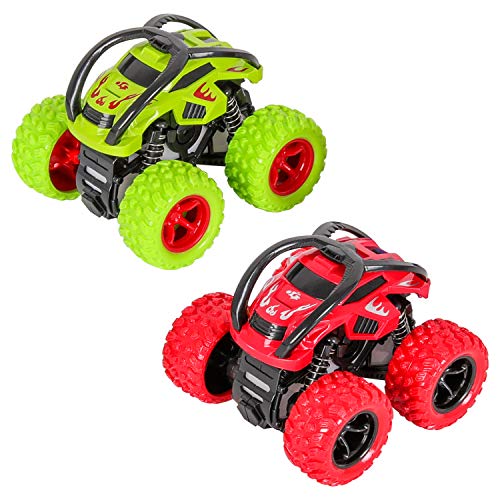 m zimoon Coches de Juguetes niños,Monster Camión de inercia 2 Piezas Juguetes Vehiculos Coches con 360 Grados de rotación Regalos para Niños