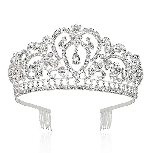 Makone Tiara Corona de Cristal con Diamantes de imitación Peine para Corona Nupcial Proms de Boda desfiles Princesas Fiesta de cumpleaños (Peine Estilo-6) Makone Tiara Corona de Cristal con Diamantes de imitación Peine para Corona Nupcial Proms de Boda desfiles Princesas Fiesta de cumpleaños (Peine Estilo-6)
