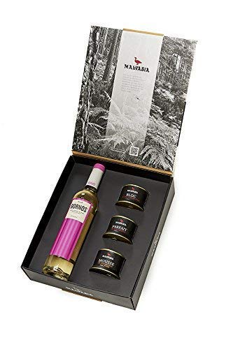 Malvasia, Cesta Gourmet "Malvasia-Sauvignon": Lote de Tres Foies 130 g y vino Sauvignon Blanc semidulce 50 cl,Palacio de Bornos.