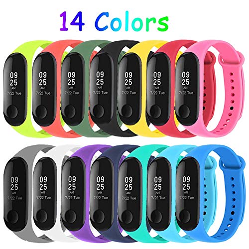 Mardozon 14 Piezas Correas Xiaomi Mi Band 3 /Mi Smart Band 4 Silicona Pulsera de Recambio Brazalete Extensibles Reemplazo Compatible con Mi Band 4-14 Colores