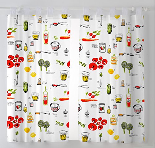 Martina Home Pack 2 Cortinas con visillo para Cocina modelo Vino ,medida 100 x 140 cm