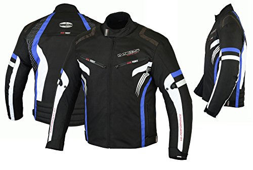 MBSmoto MJ22 Max Motocicleta Motocicleta Corta Textile Touring Jacket (Azul, XL)