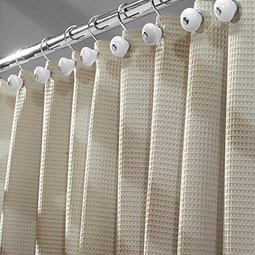 mDesign Cortinas de ducha originales – Las cortinas de ducha de algodón que le dan un toque diferente a su baño – Medidas 180x180 cm – topo