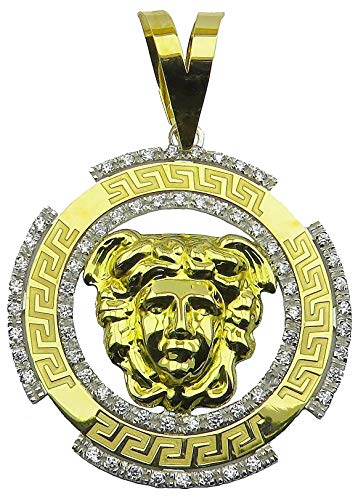 MegaJoyas Colgante Circular Oro de Ley 18 Klts con Greca, Medusa y Circonitas. MegaJoyas Colgante Circular Oro de Ley 18 Klts con Greca, Medusa y Circonitas.
