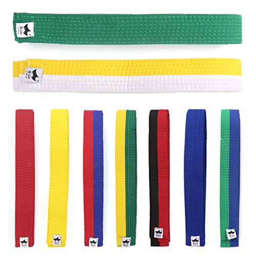MENTIN cinturón para taekwondo karate Judo 250 cmx4 cm 9 colores, Blanco, amarillo, medium
