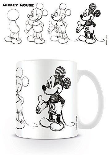 Mickey Mouse "Proceso de Sketch Taza de cerámica, Multicolor Mickey Mouse "Proceso de Sketch Taza de cerámica, Multicolor