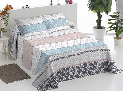 Mila Rosa ForenTex - Colcha Boutí, (L-Bergen 19), Reversible, Cama 135 cm, 230 x 260 cm, 2 Fundas cojín 50 x 70 cm, 220 gr/m2 (Relleno Ligero 80gr/m2)