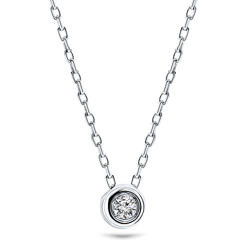 Miore - Cadena para mujer de 0,05 ct, solitario y diamante, collar de oro blanco de 9 quilates / oro 375, longitud de 45 cm, joya con diamante brillante