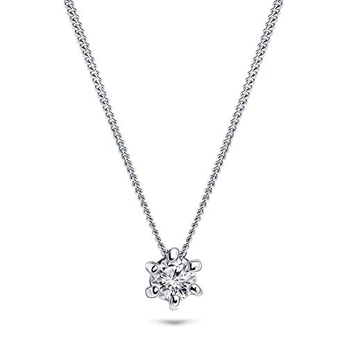 Miore - Cadena para mujer de 0,08 ct, solitario y diamante, oro blanco 585 de 14 quilates, longitud de 45 cm, joya con diamante brillante