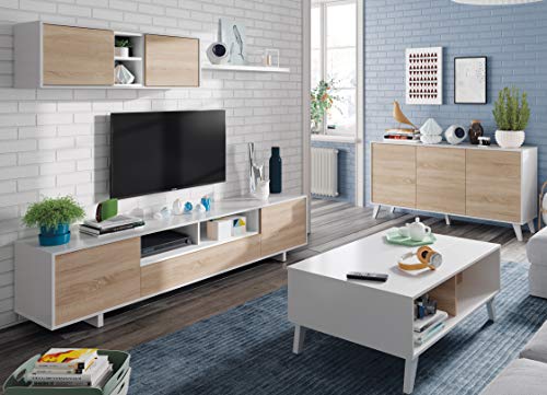 Miroytengo Conjunto Salon Comedor Estilo Moderno Mueble Modular Television Mesa Centro elevable aparador