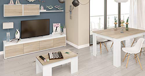 Miroytengo Pack Muebles salón Comedor Completo Color Blanco y Roble Estilo nórdico