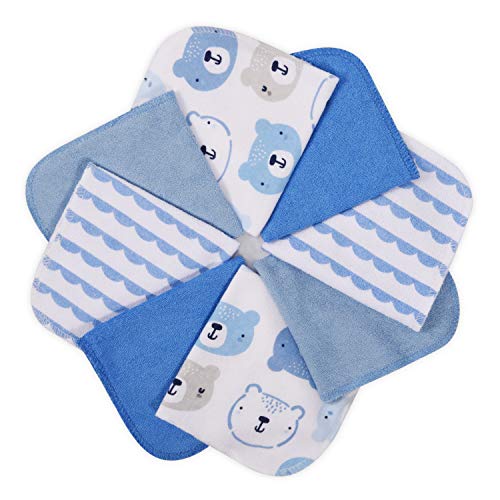 Momcozy Muselina Bebe, 8 Piezas Toalla Bebe de Algodón, Gasas para Bebes Suave, Juego de Toallas Baño, Servilletas de Tela, Toallas para Recién Nacido para Bebé, Niñas, Niños, 25x25cm, Azul