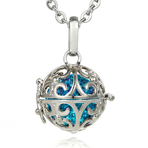 Morella Collar de Acero Inoxidable 70 cm con Colgante Ornamento y Bola de resonancia de circonita Ø 16 mm para Damas en Bolsa para Joya Color petróleo Morella Collar de Acero Inoxidable 70 cm con Colgante Ornamento y Bola de resonancia de circonita Ø 16 mm para Damas en Bolsa para Joya Color petróleo