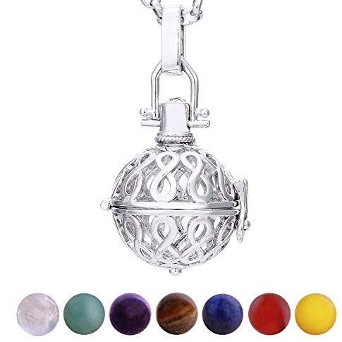 Morella Mujeres Collar 70 cm Acero Inoxidable con Colgante infinidad y 7 Piedras Preciosas Gema Bolas de Chakra en Bolsa Der joyería Morella Mujeres Collar 70 cm Acero Inoxidable con Colgante infinidad y 7 Piedras Preciosas Gema Bolas de Chakra en Bolsa Der joyería