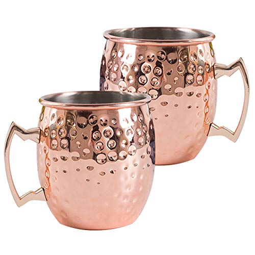 Moscow Mule Tazas, 2 Piezas Mula de Moscú Original 100% Cobre Puro Martillado Solido Jarra Hecho a Mano Oreja Soldada, 530 ML, Cocktail Coctel Regalo Moscow Mule Tazas, 2 Piezas Mula de Moscú Original 100% Cobre Puro Martillado Solido Jarra Hecho a Mano Oreja Soldada, 530 ML, Cocktail Coctel Regalo
