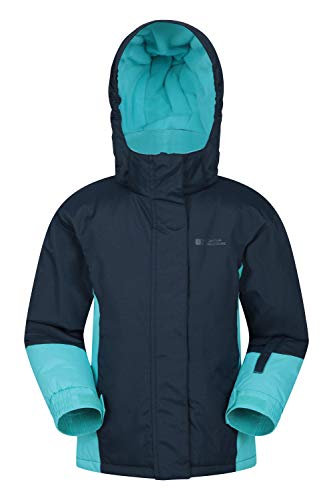 Mountain Warehouse Chaqueta de esquí Honey para niños - Chaqueta Impermeable a la Nieve para niños, puños Ajustables, Abrigo de Invierno con Forro de Felpa Interior Azul Marino 3-4 Años