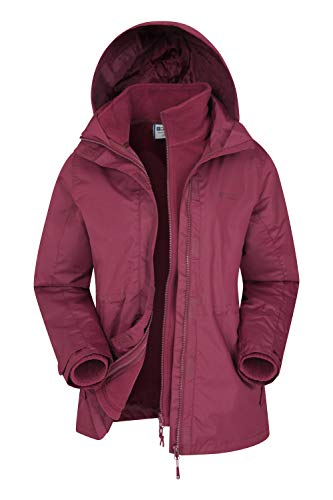 Mountain Warehouse Chaqueta Fell 3 en 1 para Mujer - Abrigo Impermeable, Chaquetas Ajustables con Capucha, Bolsillos con Cremallera, Capucha Plegable - para el Invierno Burdeos 34