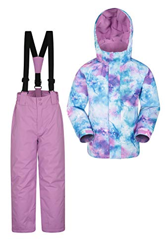 Mountain Warehouse Conjunto de esquí con Chaqueta y Pantalones para niños - A Prueba de Nieve, Bolsillos Delanteros, Forro Polar y faldón paranieves - para Snowboard Morado 13 Años