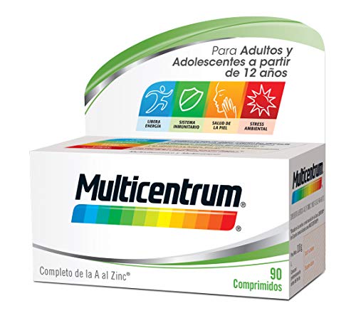 Multicentrum, Complemento Alimenticio con 13 Vitaminas y 11 Minerales, Adultos y adolescentes a partir de 12 años, 90 Comprimidos Multicentrum, Complemento Alimenticio con 13 Vitaminas y 11 Minerales, Adultos y adolescentes a partir de 12 años, 90 Comprimidos