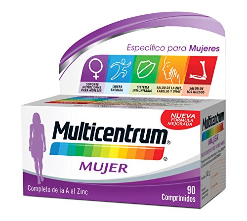 Multicentrum Mujer Complemento Alimenticio con 13 Vitaminas y 11 Minerales, Con Vitamina B1, Vitamina B6, Vitamina B12, Hierro, Ácido Fólico, Calcio, Biotina, Vitamina D, Vitamina C, 90 Comprimidos