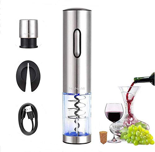 NANAMI Sacacorchos Eléctrico Inalámbrico, Estuche con Cortador de Cápsulas y Base de Recarga, El Regalo Ideal para los Amantes del Vino y la Enología NANAMI Sacacorchos Eléctrico Inalámbrico, Estuche con Cortador de Cápsulas y Base de Recarga, El Regalo Ideal para los Amantes del Vino y la Enología