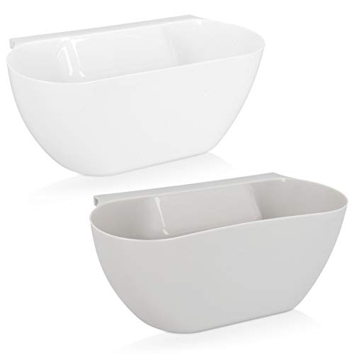 Navaris 2X Bandeja para desechos de Cocina - Set de Dos contenedores Colgantes para Recoger la Basura - Recipiente en Gris y Blanco Navaris 2X Bandeja para desechos de Cocina - Set de Dos contenedores Colgantes para Recoger la Basura - Recipiente en Gris y Blanco