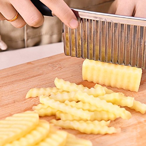 Ndier Cuchillo Corrugado Vegetal, Cuchillo Corrugado de Acero Inoxidable para Cortar Patatas, Cuchillo de Cocina de Acero Inoxidable Ndier Cuchillo Corrugado Vegetal, Cuchillo Corrugado de Acero Inoxidable para Cortar Patatas, Cuchillo de Cocina de Acero Inoxidable