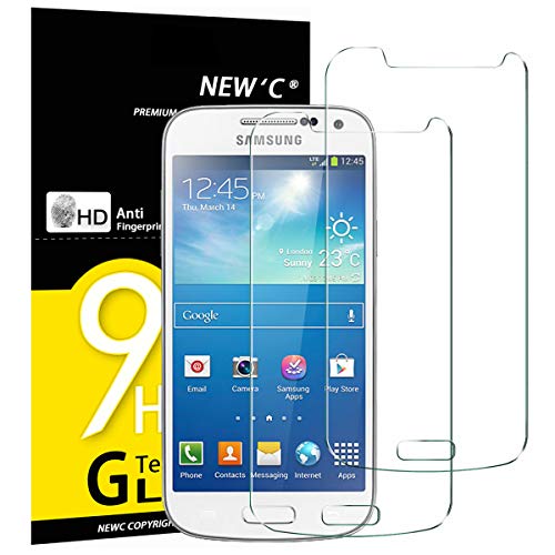 NEW'C 2 Unidades, Protector de Pantalla para Samsung Galaxy S4 Mini, Vidrio Cristal Templado