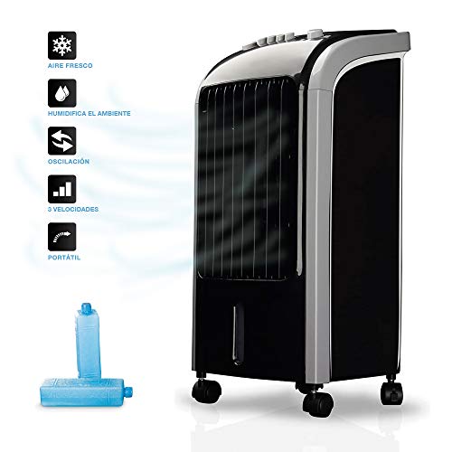 Newteck - Climatizador Evaporativo Portátil Wind Pure: Enfría, Ventila y Humidifica. Ventilador de Pie (4L) con 3 Velocidades, Oscilación 120º y Filtro Anti-Bacterias. Incluye 2 Packs de Hielo Newteck - Climatizador Evaporativo Portátil Wind Pure: Enfría, Ventila y Humidifica. Ventilador de Pie (4L) con 3 Velocidades, Oscilación 120º y Filtro Anti-Bacterias. Incluye 2 Packs de Hielo