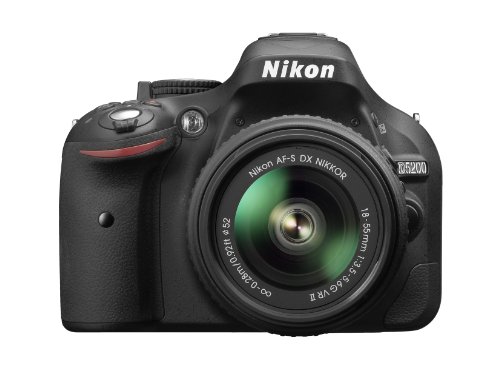 Nikon D5200 - Cámara réflex Digital de 24.1 MP (Pantalla 3", estabilizador óptico, grabación de vídeo), Negro - Kit con Objetivo Nikkor AF-S DX 18-55 mm f:3.5 VR II