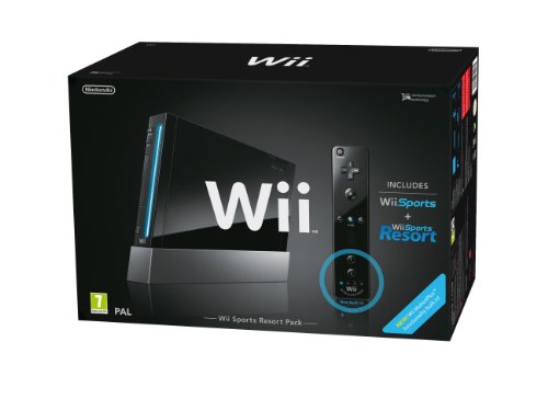 Nintendo Wii (Black) with Wii Sports + Wii Sports Resort: Includes Wii Remote Plus[Importación inglesa]