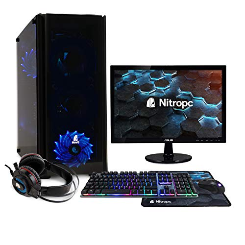 NITROPC - PC Gaming Pack Bronze Rebajas | PC Gamer (CPU Ryzen 3200G 4 x 4,00Ghz (Turbo) | Gráfica Vega 8 2GB) + Monitor 19" + Teclado + ratón + Cascos | RAM 16GB | M.2 240GB | HDD 1TB