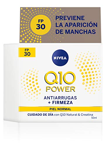 NIVEA Q10 Power Antiarrugas Cuidado de Día Triple Defensa FP30 (1 x 50 ml), crema hidratante antiarrugas, crema facial con protector solar 30, crema de día
