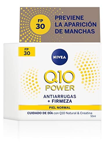 NIVEA Q10 Power Antiarrugas Cuidado de Día Triple Defensa FP30 (1 x 50 ml), crema hidratante antiarrugas, crema facial con protector solar 30, crema de día NIVEA Q10 Power Antiarrugas Cuidado de Día Triple Defensa FP30 (1 x 50 ml), crema hidratante antiarrugas, crema facial con protector solar 30, crema de día