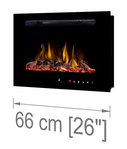 Noble Flame Paris 660 (66 cm/26 ”) - Chimenea Eléctrica Chimenea de Pared Estufa Chimenea - Montaje en Pared Mando a Distancia - 14,5 cm Profundidad - - Negro