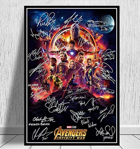 NOBRAND Avengers Endgame Firmado Película Superheros Collage Póster Impresiones Pintura Al Óleo Arte Cuadros De Pared para Sala De Estar Decoración del Hogar 40 * 60 Cm Sin Marco