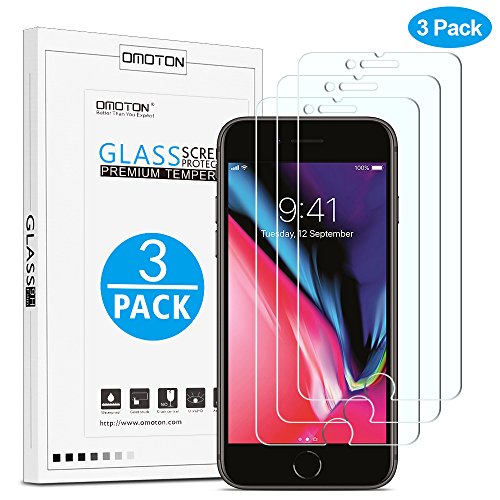 OMOTON [3 Unidades] Protector Pantalla iPhone 7 Plus iPhone 8 Plus Cristal Templado [2.5d Borde] 9H Dureza