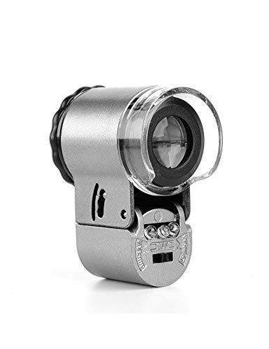 ONEFDJ Lupa Portátil Mini Microscopio, Lupa con Lente Óptica 50X 2 LED, Utilizada para Identificar Objetos de Colección, Papel Moneda, Lectura de Periódicos, Identificación de Jade