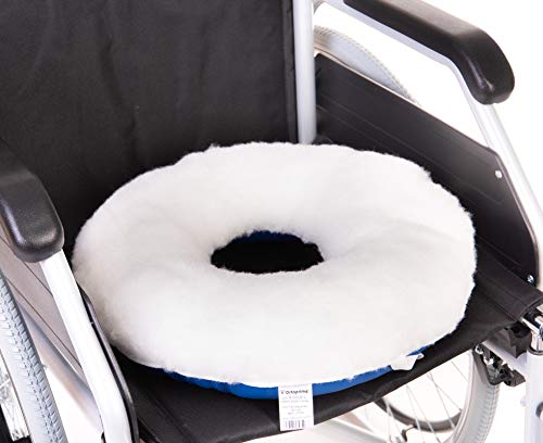 OrtoPrime Cojín Antiescaras para Coxis - Prevención y Tratamiento de Ulceras por Presión - Asiento Ortopédico para Sillas de ruedas, Oficina, Coche y hogar - Cojín Postural Redondo con Agujero OrtoPrime Cojín Antiescaras para Coxis - Prevención y Tratamiento de Ulceras por Presión - Asiento Ortopédico para Sillas de ruedas, Oficina, Coche y hogar - Cojín Postural Redondo con Agujero