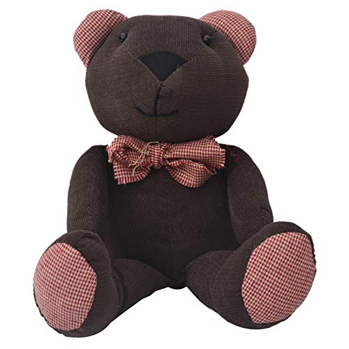 Oso de Peluche Infantil, con Lazo/Bufanda de Cuadros, realizado en Textil. Diseño Teddy Bear, con Estilo Adorable - Hogar y Más - Marrón