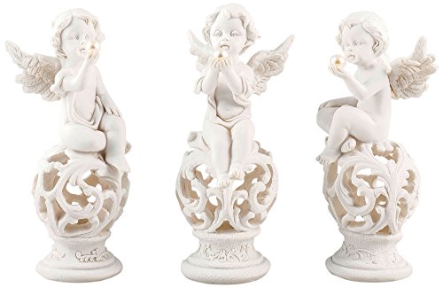 Pajoma 10573, Ángel Figuras Perla Conjunto de 3, Resina, Altura 13,5 cm Pajoma 10573, Ángel Figuras Perla Conjunto de 3, Resina, Altura 13,5 cm