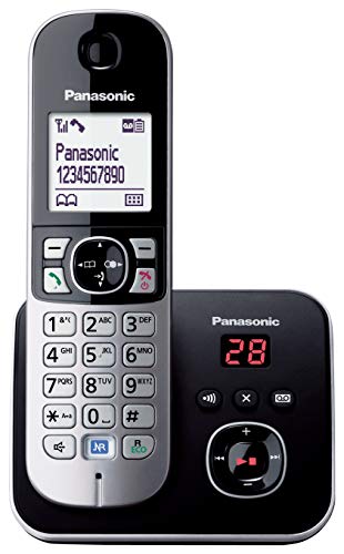 Panasonic - Teléfono fijo digital (contestador, inalámbrico, pantalla LCD), negro y plateado [Importado de Italia] [versión importada]
