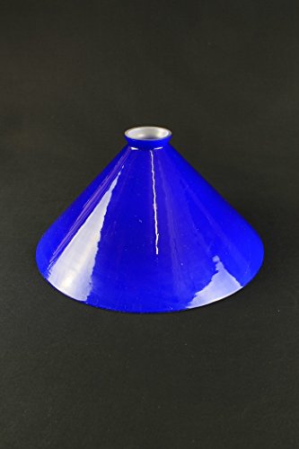 Pantalla de lámpara de la campana de cristal del reemplazo de opalina verde, blanco, ámbar, azul - Ø 22/25 cm - 25 cm, Blu