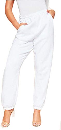Pantalones de chándal Inferiores para Mujer Bolsillos de Cintura Alta Gimnasio Deportivo Pantalones Deportivos de Ajuste Deportivo Pantalones Lounge (Blanco, L) Pantalones de chándal Inferiores para Mujer Bolsillos de Cintura Alta Gimnasio Deportivo Pantalones Deportivos de Ajuste Deportivo Pantalones Lounge (Blanco, L)