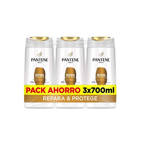 Pantene Pro-V Repara y Protege, Champú sin Colorantes Pelo Seco y Dañado - Pack Ahorro 3 x 700 ml, 0% siliconas, 0% aceites minerales, 0% colorantes, pelo 100% más fuerte Pantene Pro-V Repara y Protege, Champú sin Colorantes Pelo Seco y Dañado - Pack Ahorro 3 x 700 ml, 0% siliconas, 0% aceites minerales, 0% colorantes, pelo 100% más fuerte