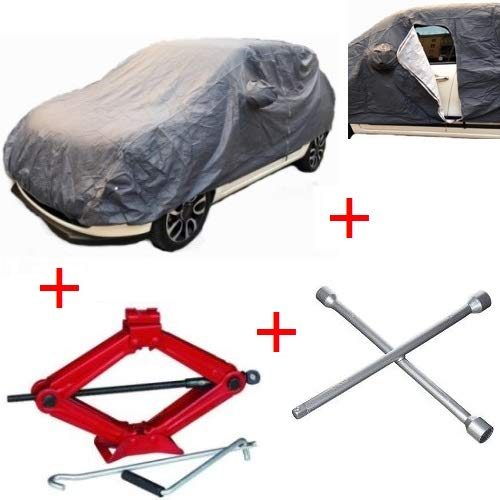 para Chevrolet Corvette Stingray Coupé Kit para Coche Afelpado con Cremallera Impermeable Universal Talla L + CRIC para elevar Goma + Llave de Cruz para Pernos