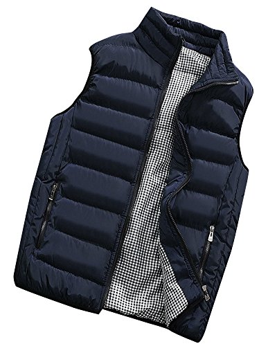 PengGeng Hombre Invierno Calor Chalecos Sin Mangas De Plumas Chaquetas Acolchado Cazadoras Azul XL