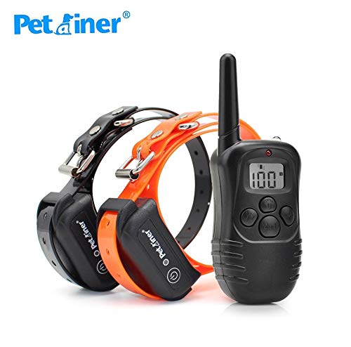 Petrainer Pet998DB Original, 300 Metros para 1 o 2 Perros a la Vez 100% Sumergible - 3 Modos (+ 2 con Dos Collares)